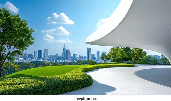 Modern Architectural Design with Urban Skyline View