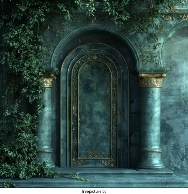 Mystical Teal Stone Archway Entrance