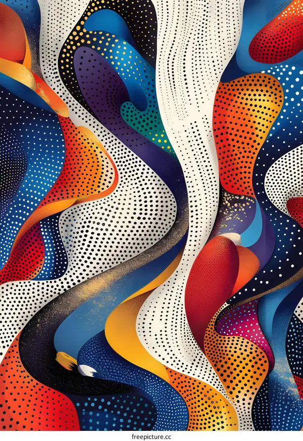 Abstract Colorful Swirls and Dots