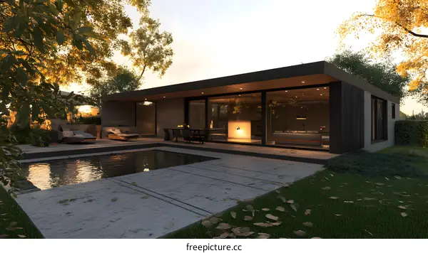 Modern House with Swimming Pool and Patio