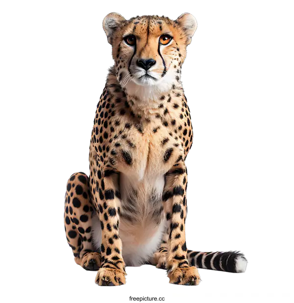 [Transparent Background PNG]A Cheetah sits on a white background