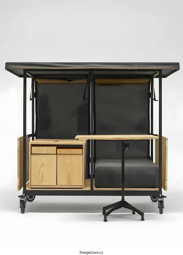 Portable Wooden Cabin With Foldable Table