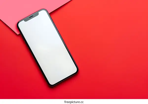 Smartphone Mockup With Red And Pink Background