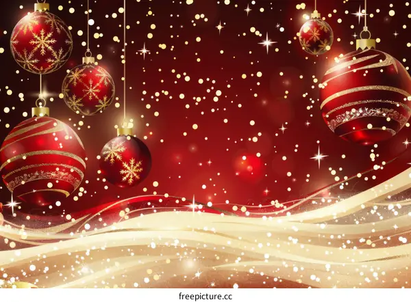 Red Christmas Decorations with Snowflakes and Baubles