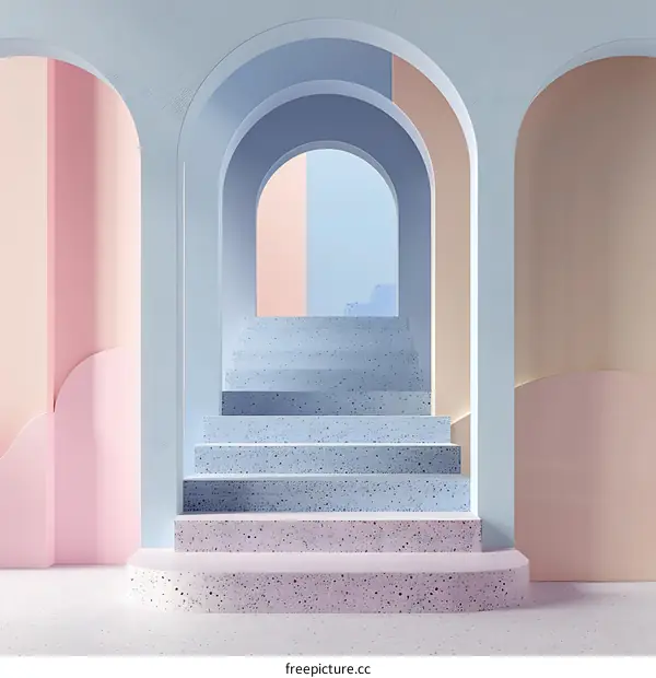 Abstract Minimalist 3D Archway Staircase Design