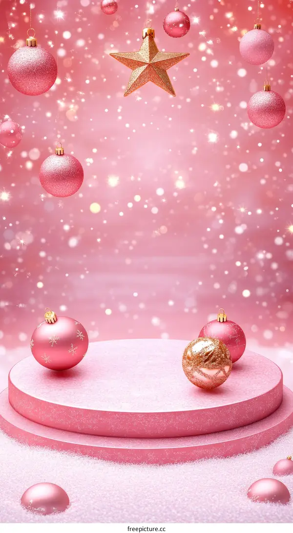 Pink Christmas Ornament Display Background