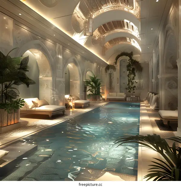 Indoor swimming pool of a luxury hotel