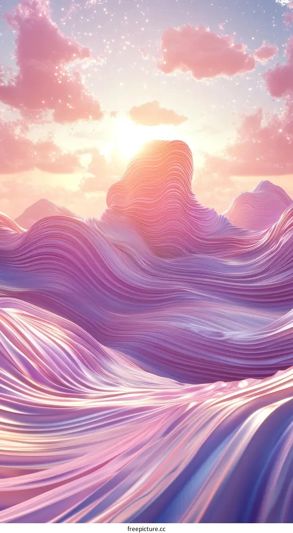 Abstract Pink and Purple Landscape Illustration