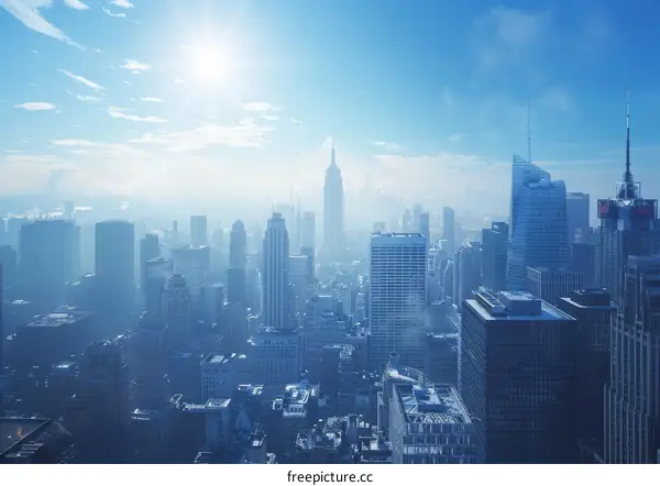New York City Skyline on a Misty Morning