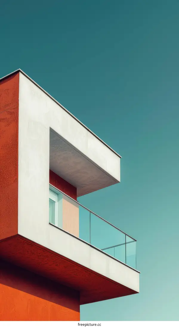 Orange and white modern building with balcony