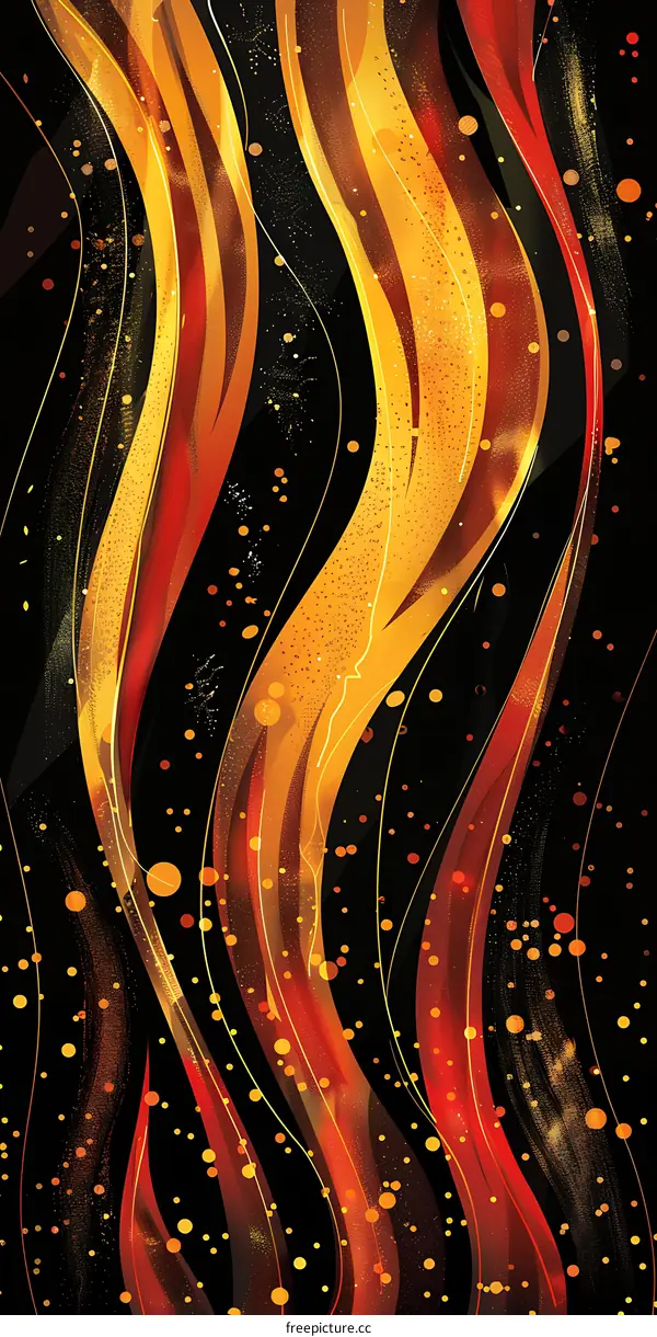 Abstract Golden and Red Wavy Lines Background