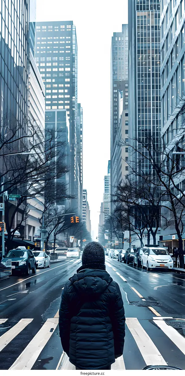 Man Walking in the City Street