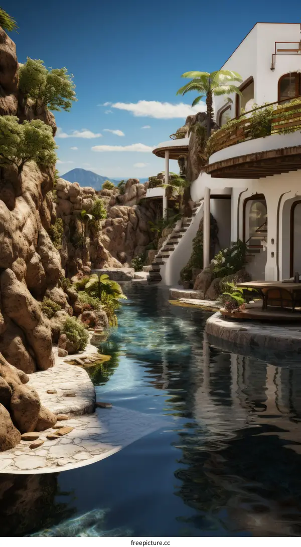 A beautiful house with a pool in a tropical setting