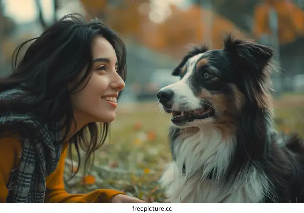 girl playing with dog outside