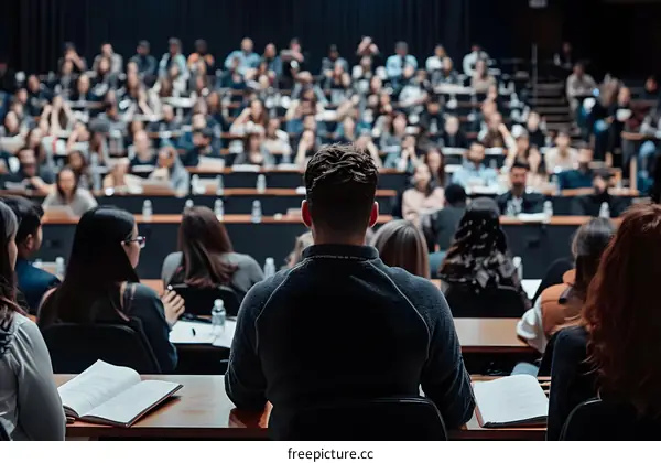 Audience Listening to a Lecture in a University Lecture Hall
