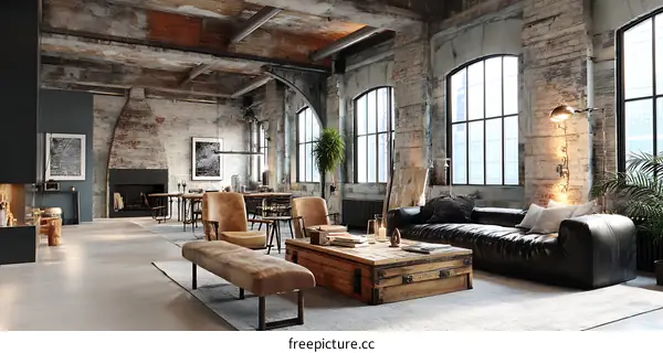 Industrial Loft Living Room Interior Design