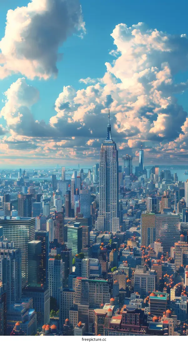 Iconic Empire State Building New York City Skyline