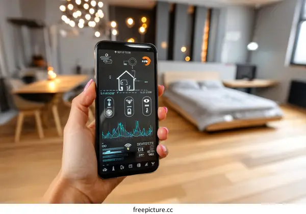 Smart Home Control App Displayed on a Phone