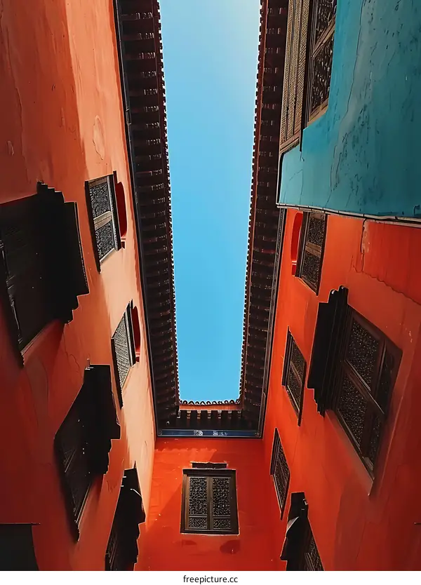 Skylight View of a Traditional Chinese Courtyard