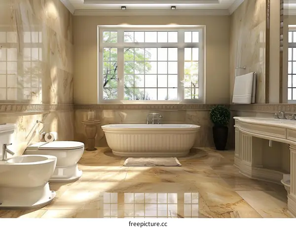 Luxury Beige Marble Bathroom Interior Design