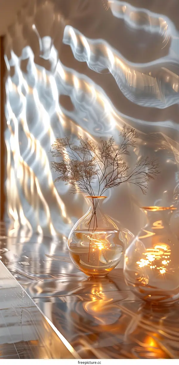 Abstract Interior Design with Golden Light