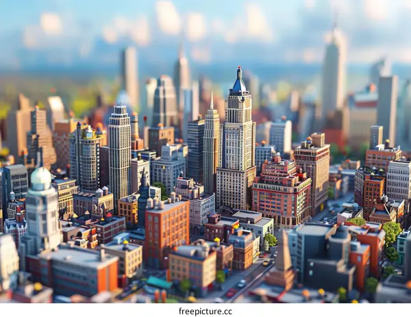 A Thriving Metropolis with Soaring Skylines and a Clear Blue Sky