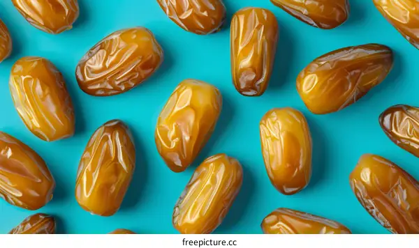 Close-up of dates against a blue background