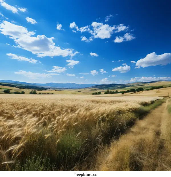 A golden wheat field on a sunny day