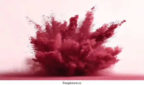 Explosive Burst of Deep Red Pigment Powder