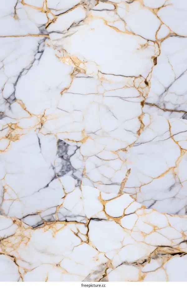 White marble texture with golden veins