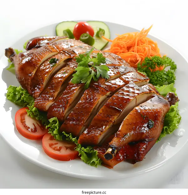 Roasted Duck on White Plate