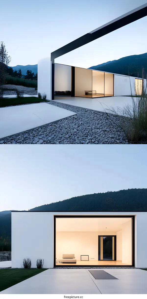 Modern Minimalist House Exterior Design with Large Windows