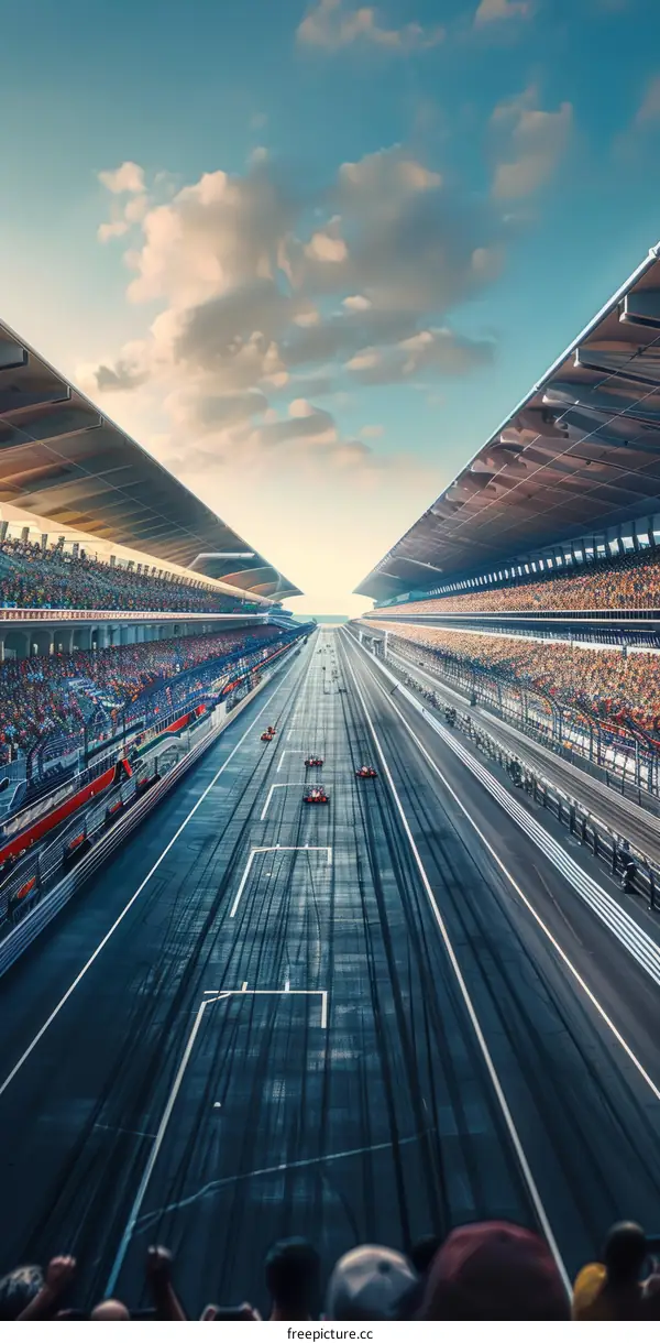 Formula One Race Cars Speeding on Track with Spectators