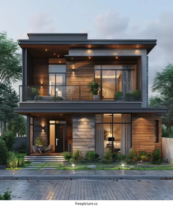 Modern Farmhouse Exterior Design Illustration