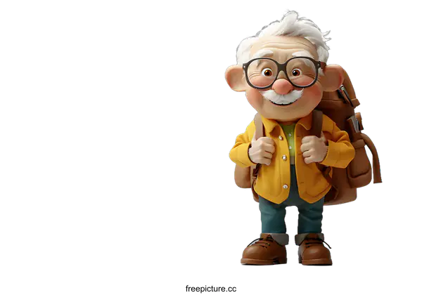 [Transparent Background PNG]Happy Grandfather Ready for Adventure