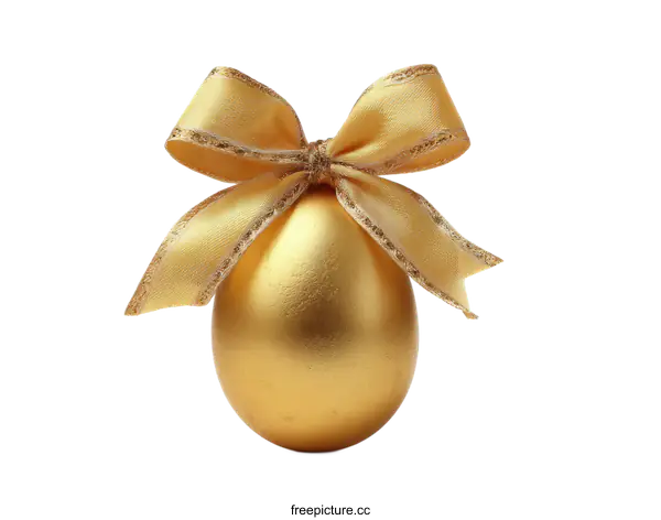 [Transparent Background PNG]Golden Egg with Festive Ribbon Decoration