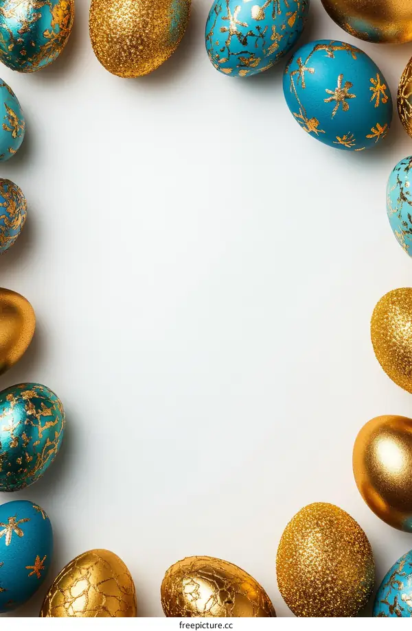 Colorful Easter Eggs Arrangement on White Background