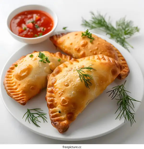 Plate of Empanadas with Salsa