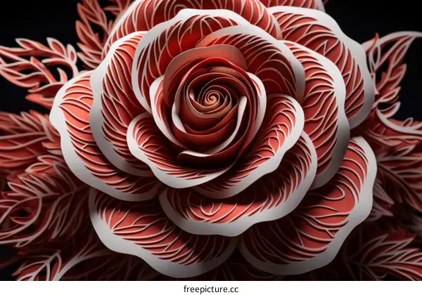Red and white paper flower