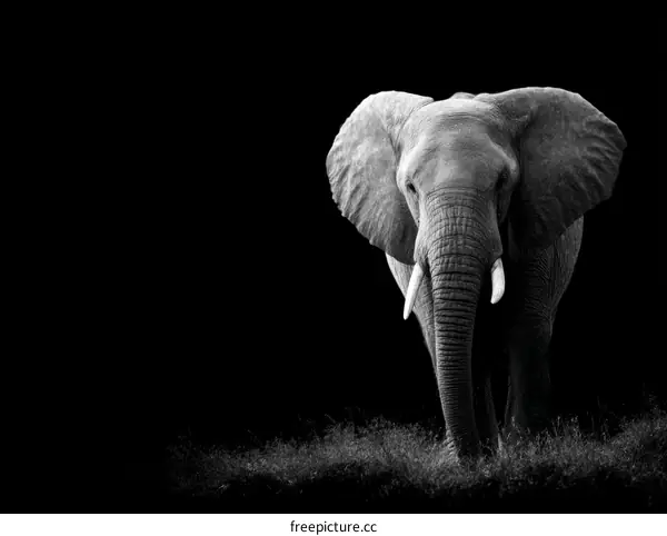 Majestic Elephant in Black and White Silhouette