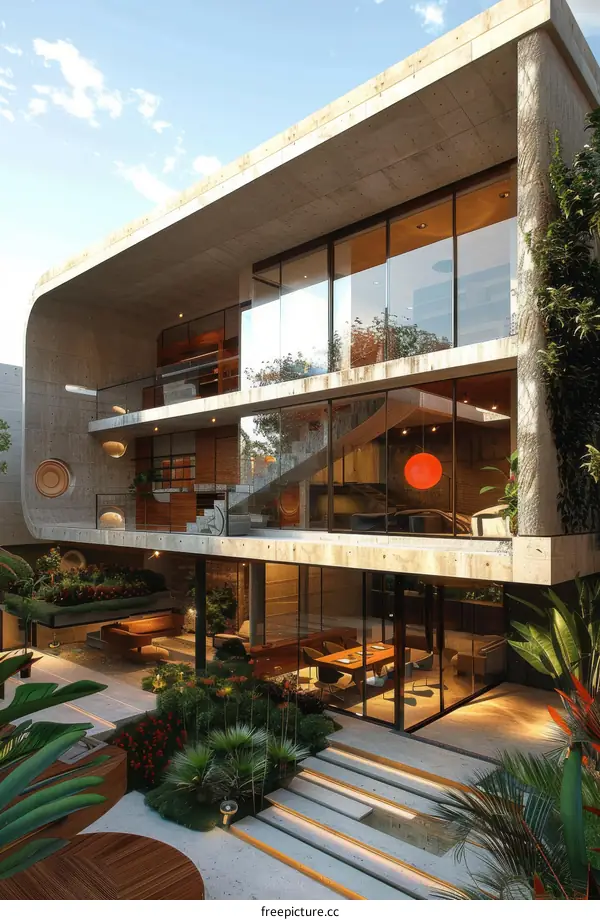 Modern House with Elegant Courtyard and Garden