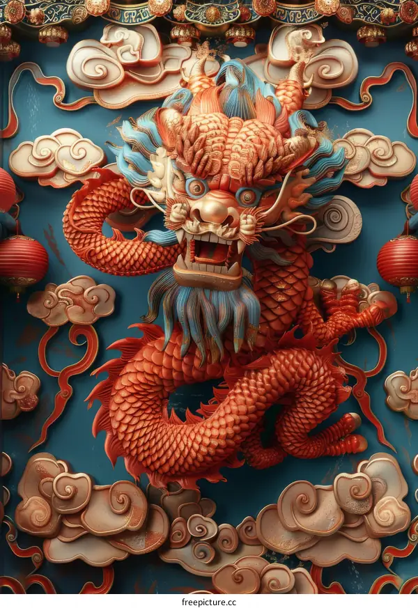 Sacred Chinese Imperial Dragon Relief Carving