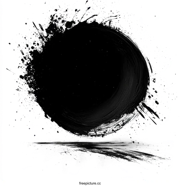 [Transparent Background PNG]Abstract Ink Circle Art Painting