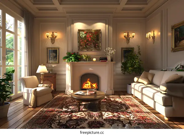 European-style retro fireplace