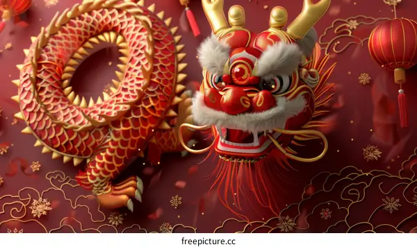 Chinese New Year Dragon Dance Celebration Background