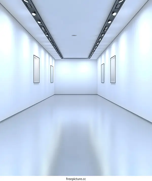 Empty Gallery Corridor with Spotlights and Minimalist Design