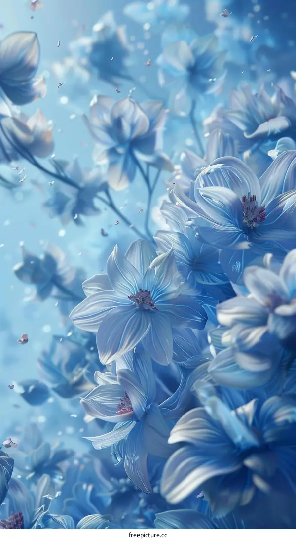 Ethereal Blue Floral Fantasy
