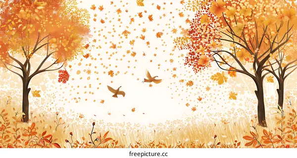 Autumn Leaves Falling from Trees