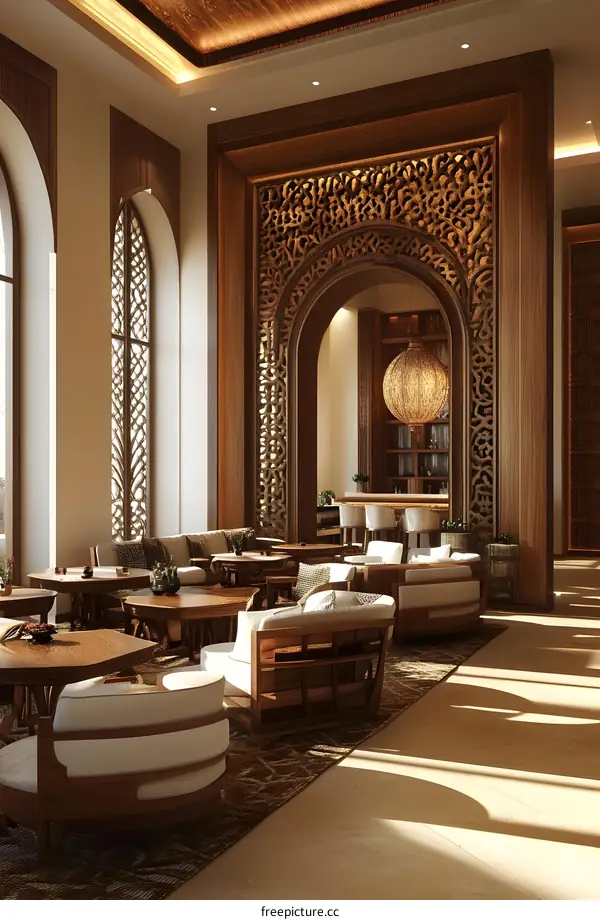 Modern Interior Design With Wooden Carvings and Elegant Furniture