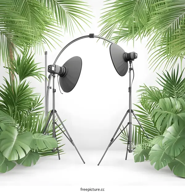 Photography Studio Setup with Tropical Plants